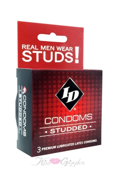 ID Studded Condoms Premium Lubricated Condoms - 3 Pack