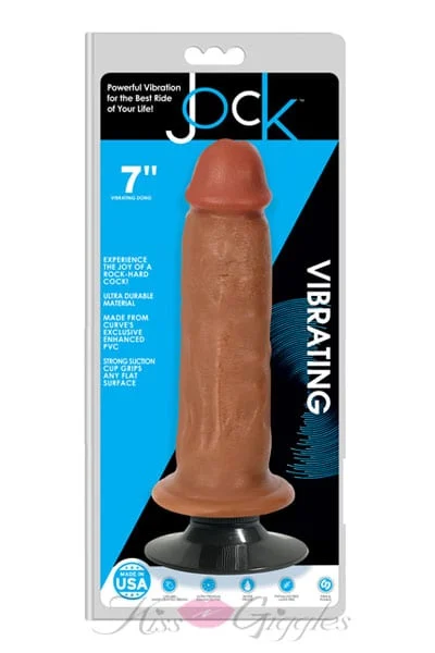 7 inch vibrating dong with suction cup waterproof- latte