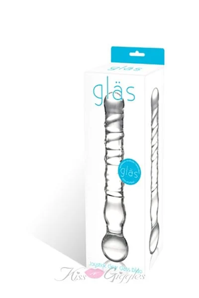 Joystick Clear Spiraled Glass Dildo for Vaginal and Clit Stimulator