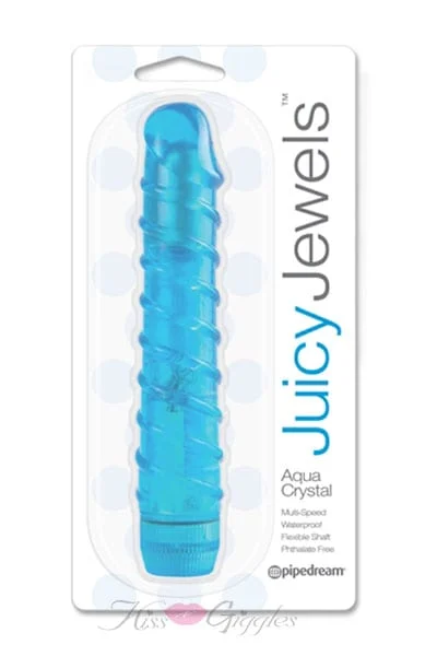 Juicy jewels bendable shaft aqua crystal swirl vibrator