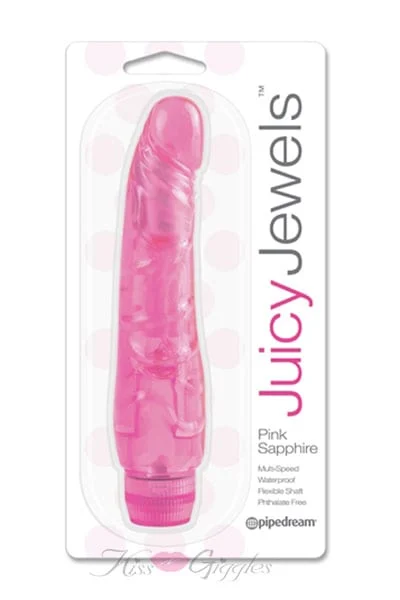 Juicy Jewels Slightly Curved Shaft Realistic Vibrator - Pink Sapphire