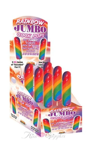 Jumbo Rainbow Cock Pops - 6 Count Display