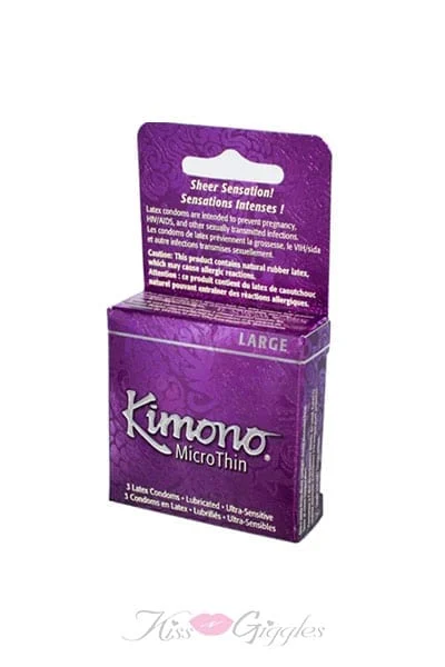 Kimono Microthin Large Condoms - 3 Pack