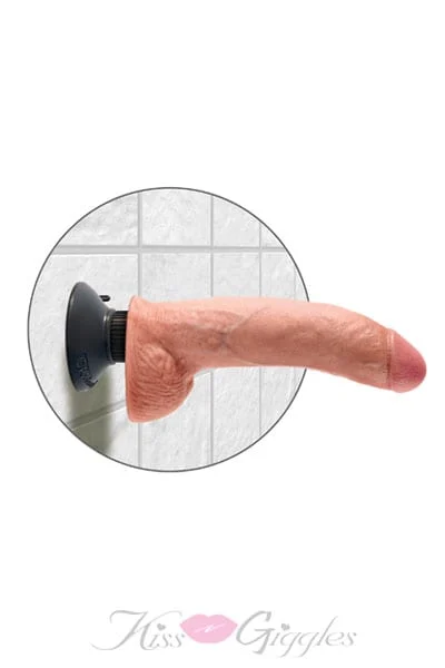 King Cock 9-inch Vibrating Dildo Curved Cock with Balls & Suction Cup