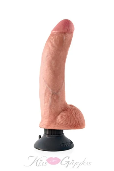 King cock 9-inch vibrating dildo curved cock with balls & suction cup