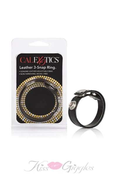 Leather 3 Snap Ring - Black