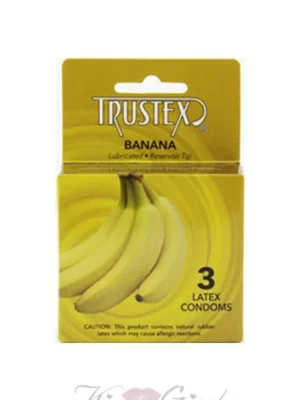 Lubricated Banana Flavored Condoms Banana Scented - 3 Pack