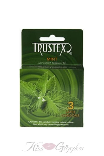 Mint Condoms with Lubricated Scented Mint Flavored - 3 Pack