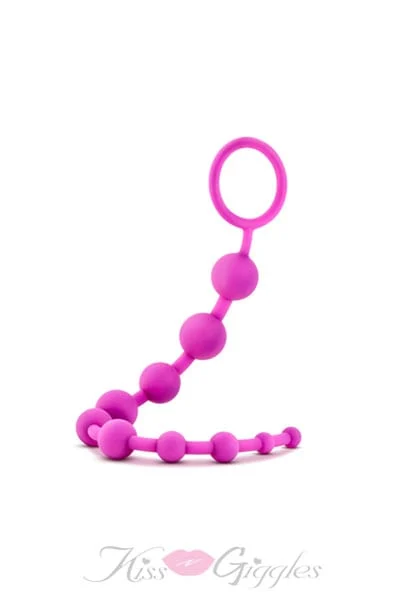 Luxe Silicone 10 Different sized Anal Beads - Fuchsia