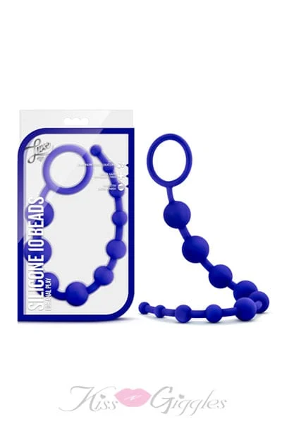 Luxe silicone 10 different sized anal beads - indigo