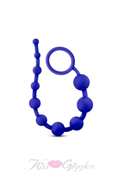 Luxe silicone 10 different sized anal beads - indigo