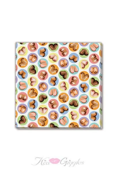 Mini Boob Paper Napkins with All Types of Boobs - 8 Pack