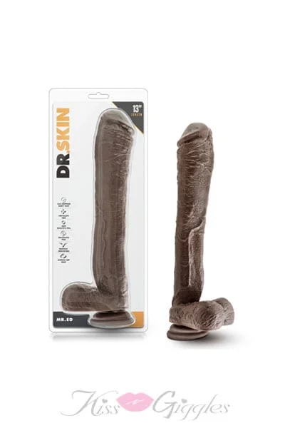 13 inch huge dildo with suction cup base mr skin - chocolate