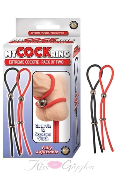 My Cockring Extreme Cocktie-Pack of Two - Black/ Red