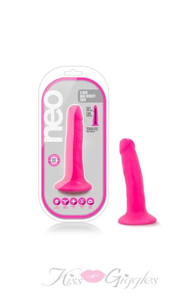 5.5 Inch Neon Pink Dual Density Cock Suction Cup Dildo