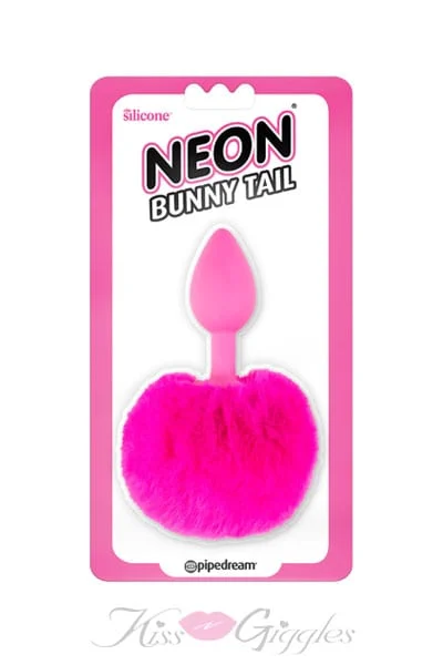 2.5 Inches Neon Bunny Tail Butt Plug Anal Toys Stimulator - Pink