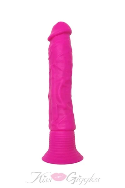 7 Inches Suction Cup Dildo Vibrator Neon Silicone Wall Banger - Pink