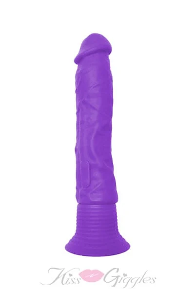 7 Inch Suction Cup Dildo Vibrator Neon Silicone Wall Banger - Purple