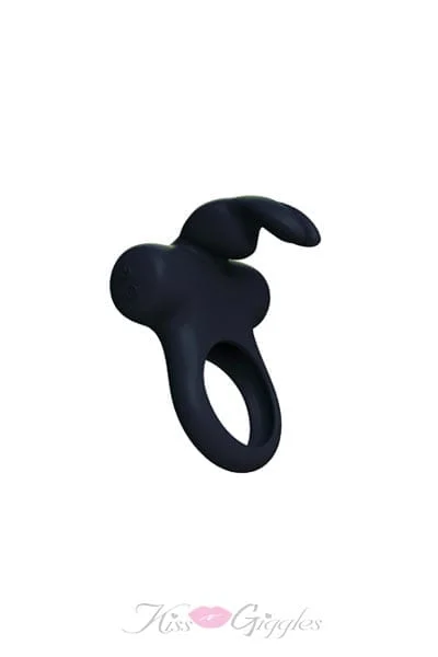 Ohhh Frisky Bunny Vibrating Cock Ring Stronger Erections - Black