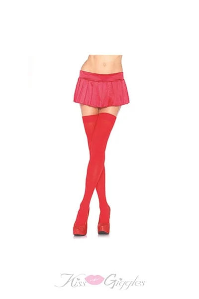 Opaque Thigh Highs - Red - One Size