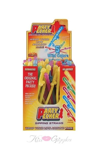 Party Pecker Sipping Straws - 144 Count With Display