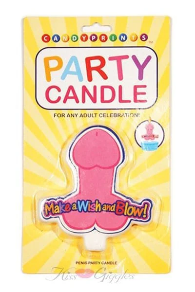 Penis Shaped Party Candle with MAKE A WISH AND BLOW! Message