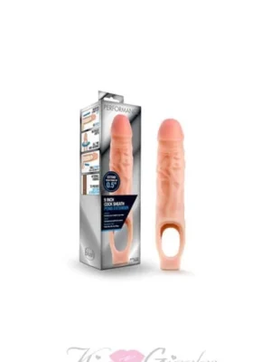9 Inch Cock Sheath Realistic Penis Extender with Ball Strap