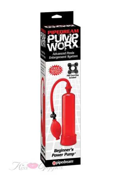 Pump Worx Silicone Power Penis Enlarger Pump - Red