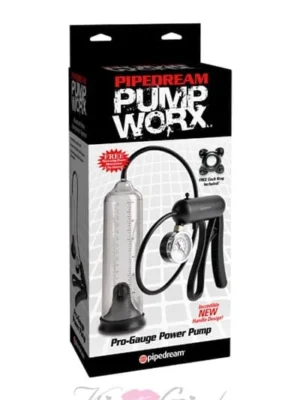 Penis Pump Worx Pro-Gauge Power Penis Enlarger with Free Cock Ring