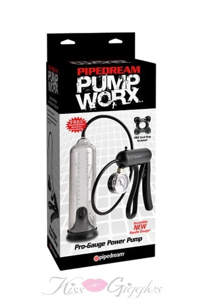 Penis Pump Worx Pro-Gauge Power Penis Enlarger with Free Cock Ring