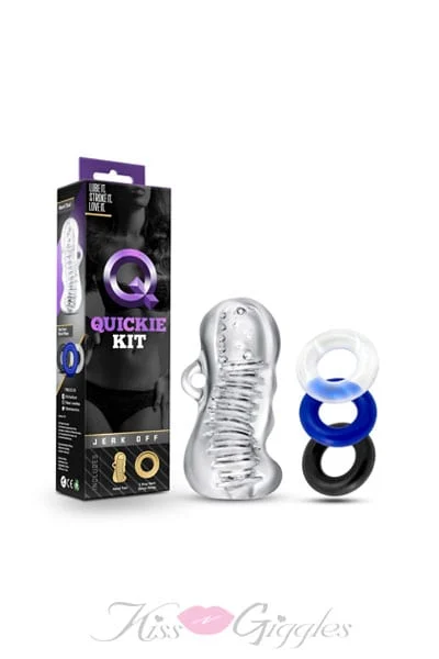 Jerk Off Kit Hand Stroker with Multi-Textured Chambers & Cock Rings