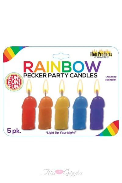 Rainbow pecker party candles - 5 pack