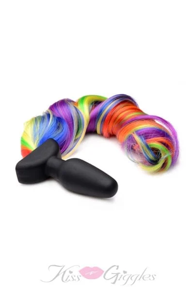 Rainbow Pony Tail Vibrating Anal Plug