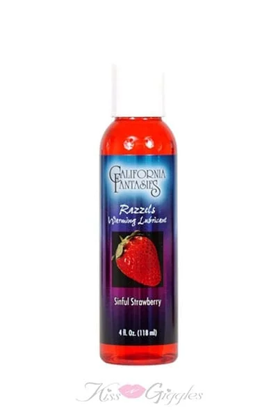 Warming Lubricant Oral Sex Sinful Strawberry Flavor - 4 oz.