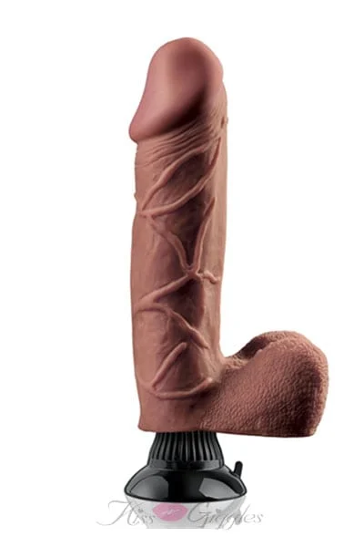 10-inch Suction Cup Realistic Cocks Vibrator With Balls - Brown