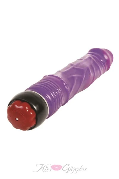Realistic large jelly vibrator with soft vein textured - purple