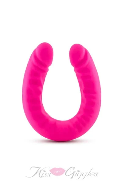 18 Inch U-shaped Double Dong Double Penetration Dildo - Hot Pink