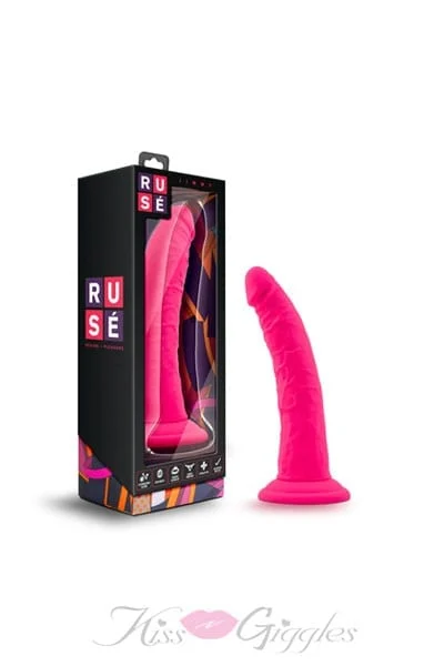 7 Inch Realistically Hot Pink Dildo with Curved Shaft - Ruse Jammy