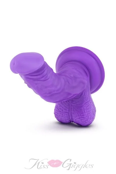 Brightly Purple Curved Realistic Dildo with Balls - Magic Stick