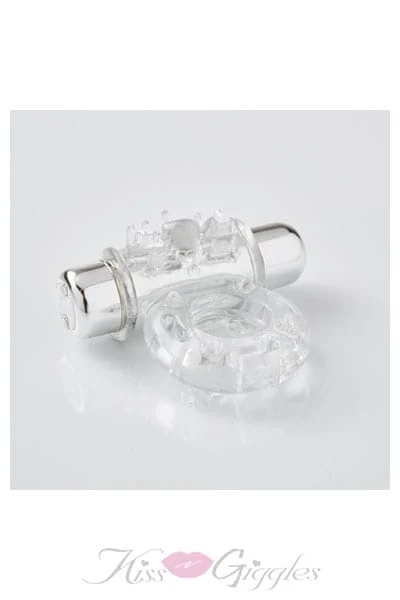 Sensuelle 7 Function Rechargeable Bullet Cock Ring - Clear