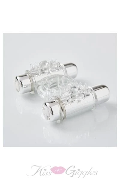 Bullet Cock Ring 7 Function Rechargeable Double Action - Clear