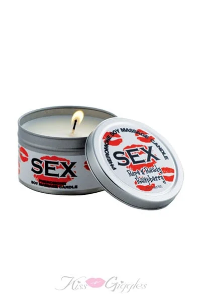 Pheromone Soy Massage Candle SEX Ripe and Ready Raspberry - 4 oz.