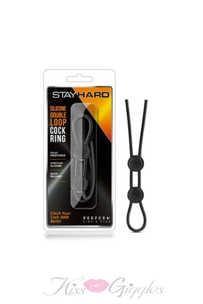 Stay Hard - Silicone Double Loop Cock Ring - Black