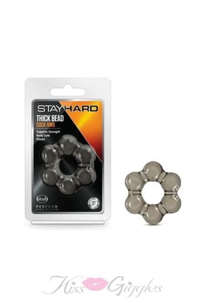 Stay Hard - Thick Bead Cock Ring for Longer Erections - Black