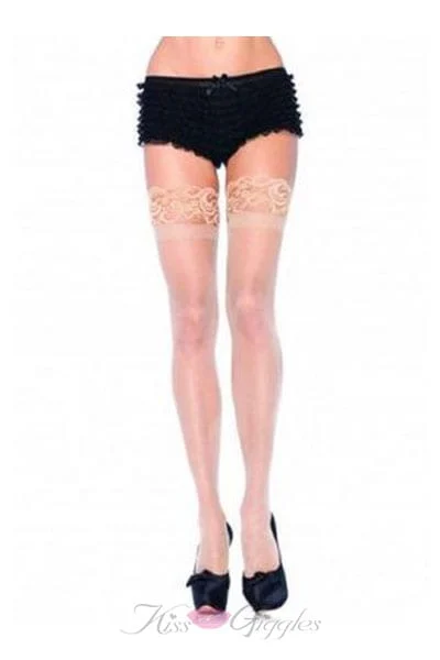 Stay Up Lace Top Sheer Thigh Highs - One Size - Nude