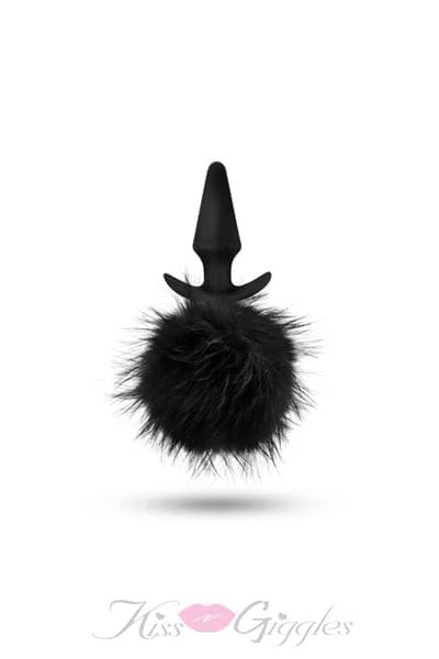 Furry Rabbit Tails Butt Plug Animalistic Role Play - Black