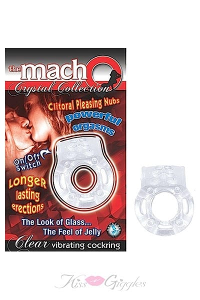The Macho Crystal Collection Vibrating Cockring - Clear