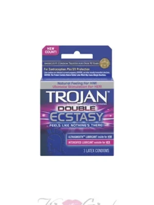 Trojan Double Ecstasy Lubricated Condoms - 3 Pack