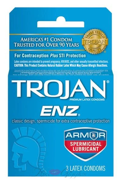 Silky Trojan Enz Spermicidal Lubricant Condoms - 3 Pack