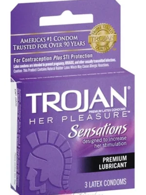 Trojan Her Pleasure Ribbed Lubricated Condoms - 3 Pack